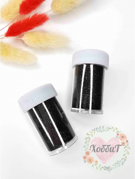 Глиттер/кварц в баночке, 16гр. (черный)